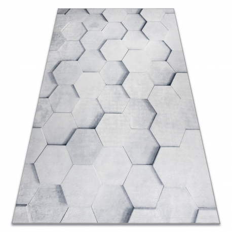 ANDRE 1180 washing carpet Honeycomb, hexagon 3D anti-slip - grey - SECOND-RATE PRODUCT