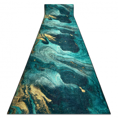 TAPIS DE COULOIR antidérapant LOTUS SHADOWS 37750 Abstraction vert / or lavable 120cm