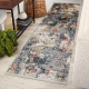 DISTIN 0123A roza / puder / bijeli moderni tepih, trkač - Apstrakcija, vintage, rese