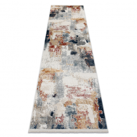 DISTIN 0144B white / rose / powder modern carpet, runner - Abstraction, vintage, fringes