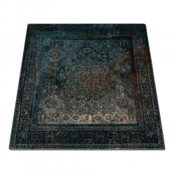 Vlnený koberec OMEGA MAMLUK Štvorcový - Rozeta vintage tmavomodrá