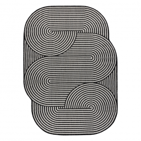 Tapis en sisal ORGANIC 1835 Géométrique écru / noir – naturel, forme irrégulière moderne