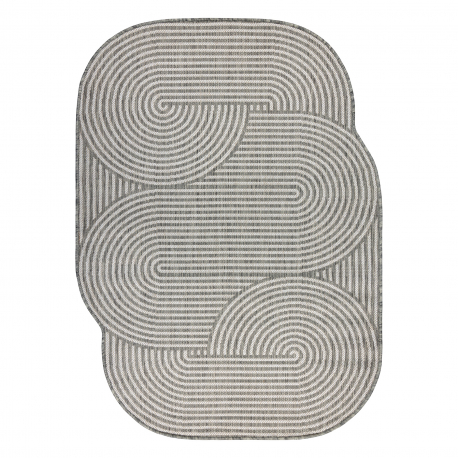 Covor organic din sisal 1835 Geometric ecru / gri – natural, modern, formă neregulată