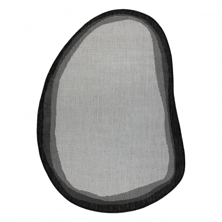 ORGANIC 2125 sisalteppe Stein ecru / svart – naturlig, moderne uregelmessig form