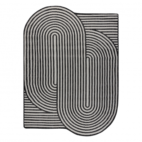 ORGANIC 2131 Sisalteppich Geometrisch Ecru / Schwarz – natürliche, moderne unregelmäßige Form