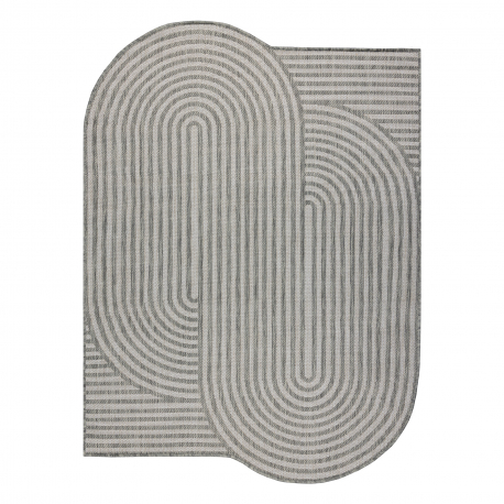Covor organic din sisal 2131 Geometric ecru / gri – natural, modern, formă neregulată