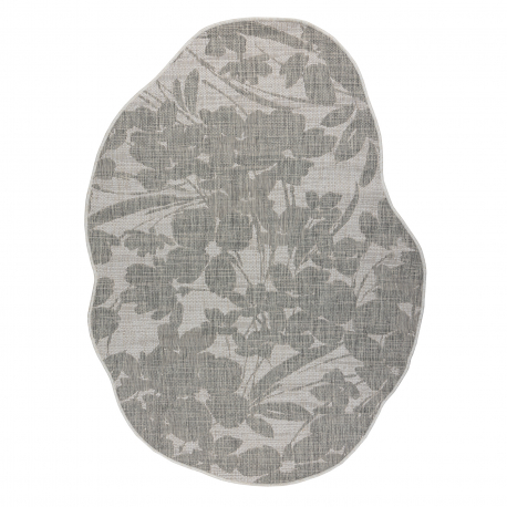 ORGANIC 2735 sisal carpet Flowers ecru / grey – natural, modern irregular shape