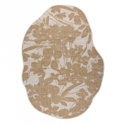 Tapis en sisal ORGANIC 2735 Fleurs écru / naturel – forme irrégulière moderne