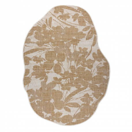 Dywan ORGANIC 2735 sizal Kwiaty ecru / naturalny - nowoczesny nieregularny kształt
