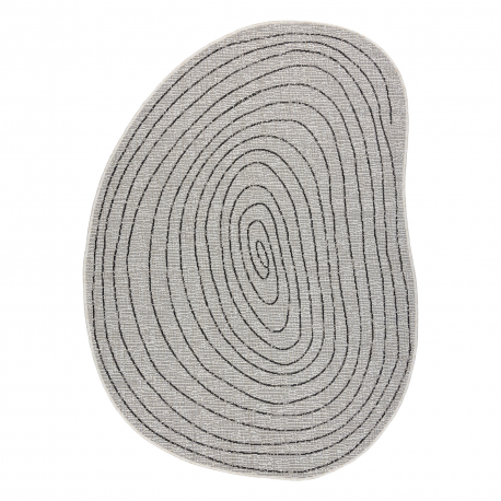 Covor organic din sisal 2743 Buturugă de inel de copac ecru / negru – natural, modern, formă neregulată