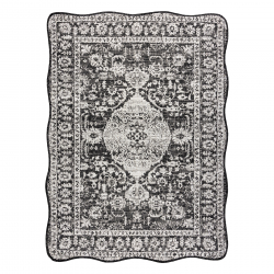 ORGANIC 2762 sisalteppe Ornament, Ramme svart / ecru – moderne uregelmessig form