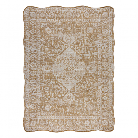 ORGANIC 2762 sisalový koberec Ornament, rám prírodný / ecru – moderný nepravidelný tvar