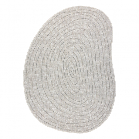ORGANIC 2743 Sisalteppich Baumringstumpf Ecru / grau – natürliche, moderne unregelmäßige Form