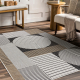 Covor organic din sisal 2769 Geometric ecru / negru – natural, modern, formă neregulată