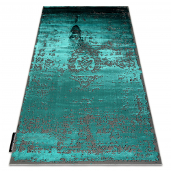 Alfombra DE LUXE moderna 2083 Ornamento vintage - Structural verde / gris - PRODUCTO DE SEGUNDA CLASE
