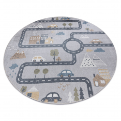 Tapis BONO 726 cercle rue, ville gris clair / crème - PRODUIT DE DEUXIÈME QUALITÉ