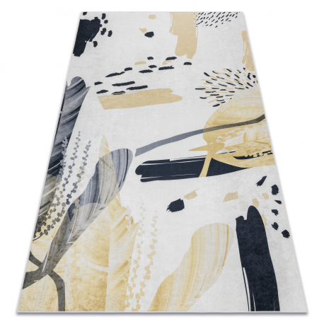 ANDRE 1097 washing carpet Abstraction anti-slip - white / yellow - SECOND-RATE PRODUCT