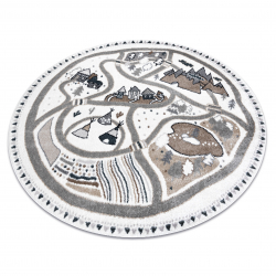 Carpet FUN Land for children, village, streets, circle - cream - SECOND-RATE PRODUCT