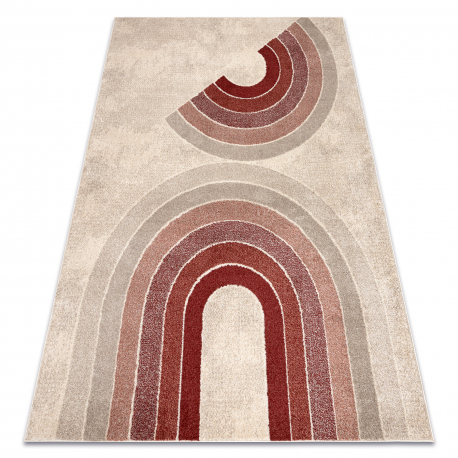 Carpet FUSION 0807 cream / claret - Geometric, modern, abstract
