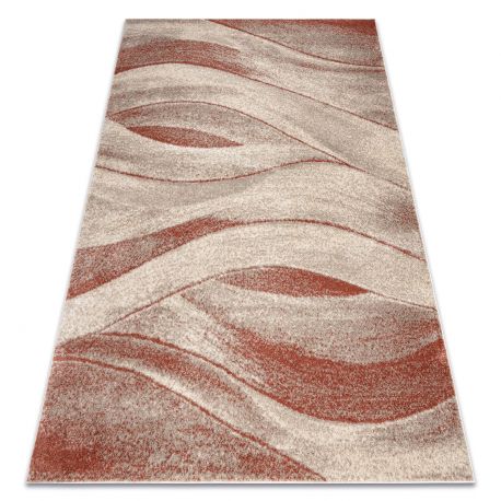 Carpet FUSION 1617 cream / terracotta - Waves, modern, abstract
