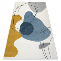 Covor FUSION 7158 alb si galben si albastre - Geometric, modern, abstract