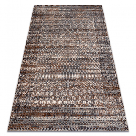 Teppich Wolle NAIN Rahmen, Rauten 1277/51655 beige / grau / braun