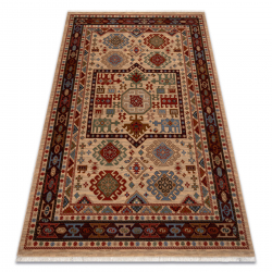 Teppich Wolle KESHAN Franse, Ornament orientalisch 6668/53555 beige / rotwein 