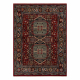 Covor Lână KESHAN franjuri, Ornament, cadru oriental 7275/53588 vin roșu / verde