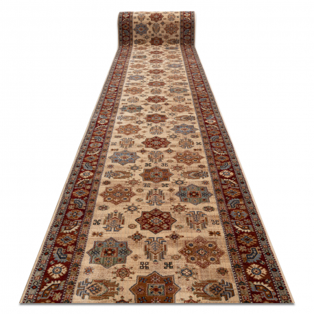 Chodnik wełniany KESHAN 7683/53555 Orientalny, ramka beż / terakota - 90 cm