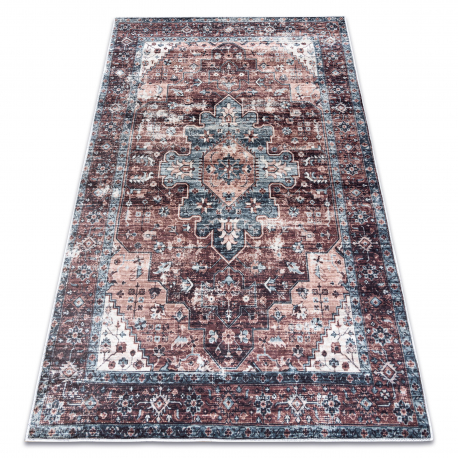 ANDRE 1826 covor lavabil Ornament, vintage anti-alunecare - maro si albastru - SECUNDAR-COTATI PRODUSUL