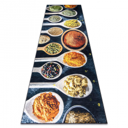 Alfombra lavable ANDRE 53240 Cucharas, especias para la cocina, antideslizante - gris / beige