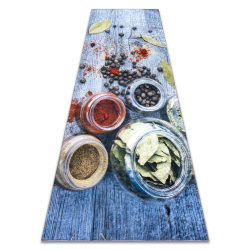 Tapis lavable ANDRE 33550 épices pour la cuisine, antidérapant - bleu / vert