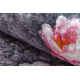 Alfombra lavable ANDRE 28170 Flores antideslizante - gris / rosado