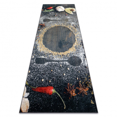 Tapis lavable ANDRE 33150 Épices, pour la cuisine, antidérapant - marron / beige