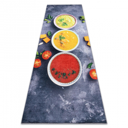 Tapis lavable ANDRE 33290 Sauces pour la cuisine antidérapant - gris et jaune