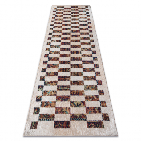ANDRE 43780 washing carpet Geometric anti-slip - beige / terracotta