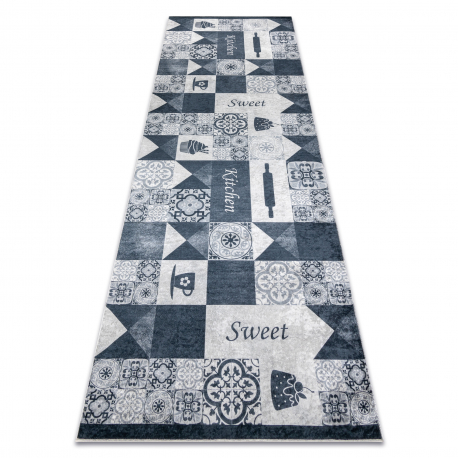 ANDRE 44211 washing carpet lisbon tiles, kitchen, anti-slip - grey / silver