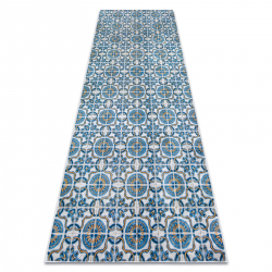 Tappeto lavabile ANDRE 33220 piastrelle di lisbona, per la cucina, antiscivolo - blu / beige