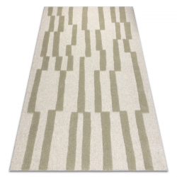 Vlnený koberec FLUX 461.109.SA400 OSTA - Geometrický, štrukturálny, loft béžový / zelená