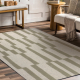 Vlnený koberec FLUX 461.109.SA400 OSTA - Geometrický, štrukturálny, loft béžový / zelená