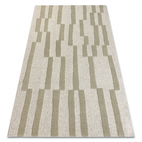 FLUX 461.109.SA401 Alfombra de lana OSTA - Geométrica, estructural, loft gris / verde