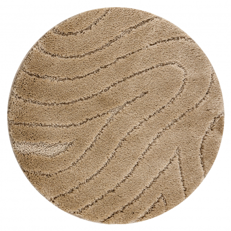 Bathroom rug SUPREME circle WAVES, non-slip, soft - beige