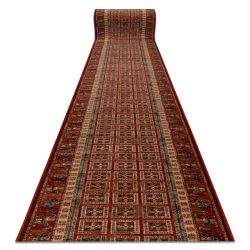 KASHQAI 4301/300 Gyapjú futó szőnyeg keleti, keret terrakotta / zöld