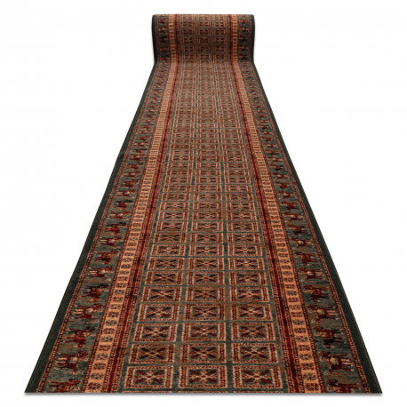 Tapis de couloir KASHQAI 4301/401 oriental, cadre vert / terre cuite