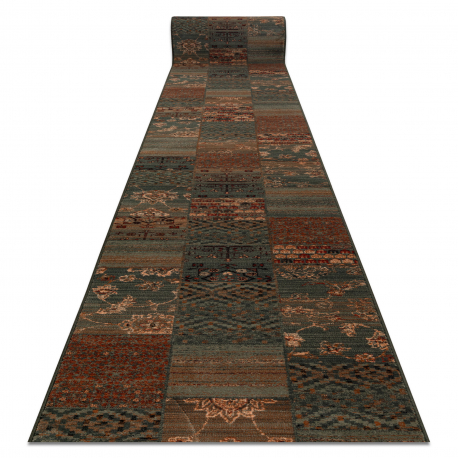 Vlna běhoun KASHQAI 4327/400 orientální, patchwork zelená