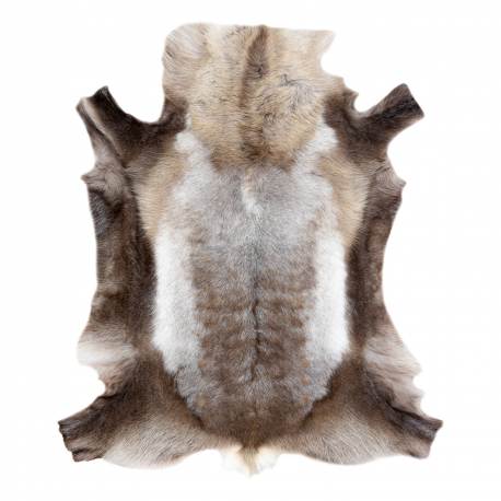 REN Rentierfell – Naturleder, dekorativ, Überwurf – premium POK009 braun / grau