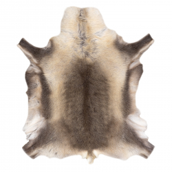 RENIFER teppe – naturlig skinn, dekorativt, pledd – premium POK012 grå / beige