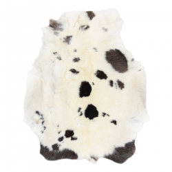 REN Rentierfell – Naturleder, dekorativ, Überwurf – Premium POK007 creme / grau