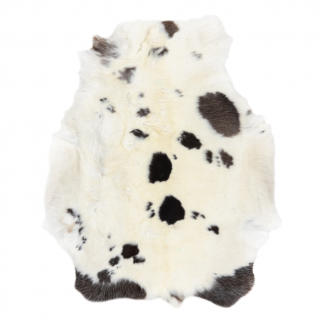 REN Rentierfell – Naturleder, dekorativ, Überwurf – Premium POK007 creme / grau