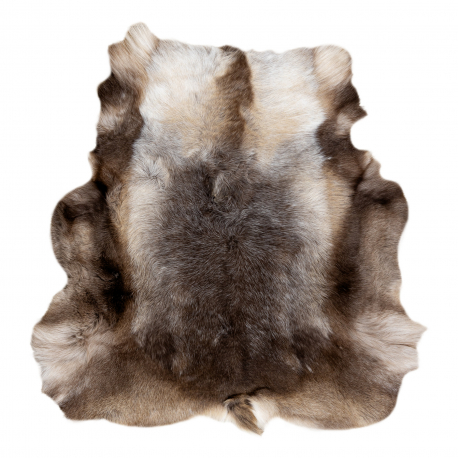 REN Rentierfell – Naturleder, dekorativ, Überwurf – standard POK018 braun / grau